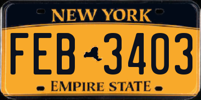 NY license plate FEB3403