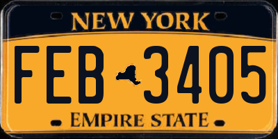 NY license plate FEB3405