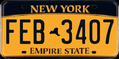 NY license plate FEB3407