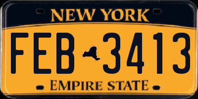 NY license plate FEB3413