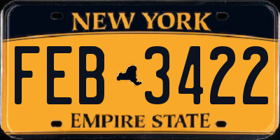 NY license plate FEB3422