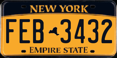 NY license plate FEB3432