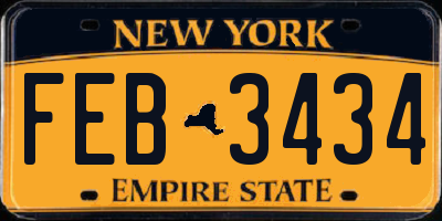 NY license plate FEB3434