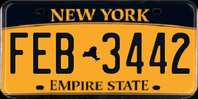 NY license plate FEB3442