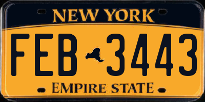 NY license plate FEB3443