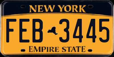 NY license plate FEB3445