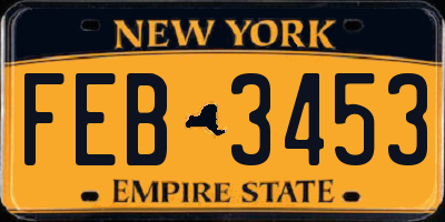 NY license plate FEB3453