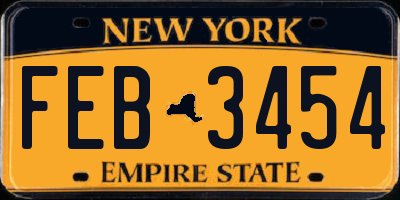 NY license plate FEB3454