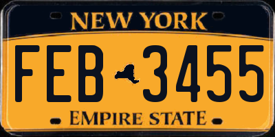 NY license plate FEB3455
