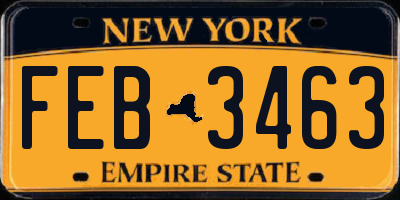 NY license plate FEB3463