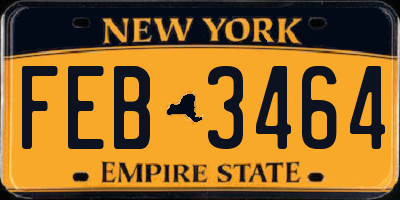NY license plate FEB3464
