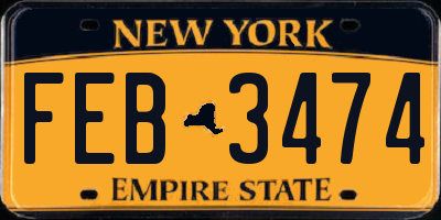 NY license plate FEB3474