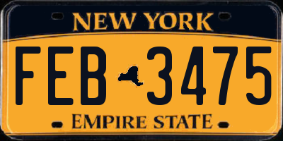 NY license plate FEB3475