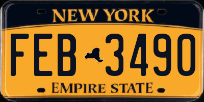 NY license plate FEB3490