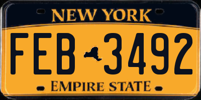 NY license plate FEB3492
