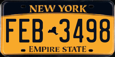 NY license plate FEB3498