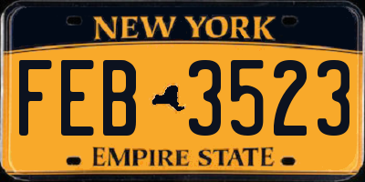 NY license plate FEB3523