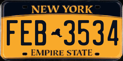 NY license plate FEB3534