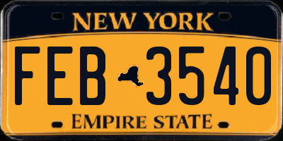 NY license plate FEB3540
