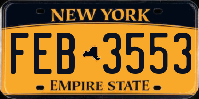 NY license plate FEB3553