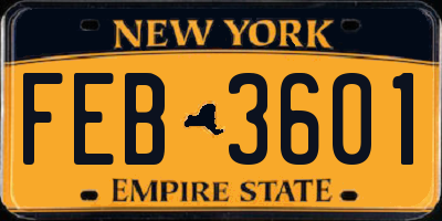 NY license plate FEB3601