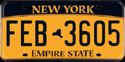 NY license plate FEB3605