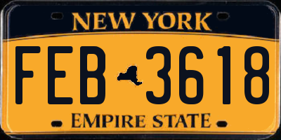 NY license plate FEB3618