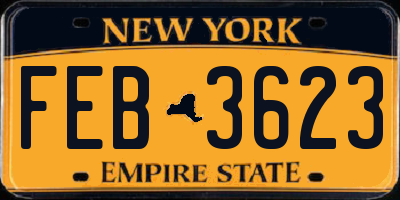 NY license plate FEB3623
