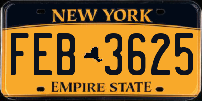 NY license plate FEB3625