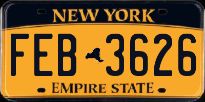 NY license plate FEB3626