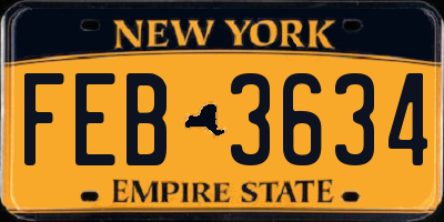 NY license plate FEB3634