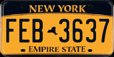 NY license plate FEB3637