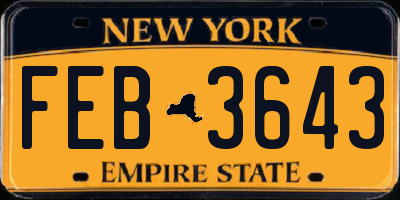 NY license plate FEB3643