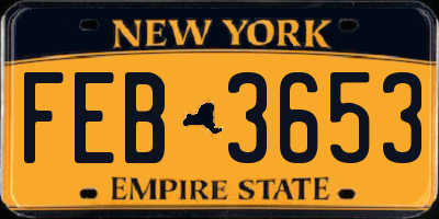 NY license plate FEB3653