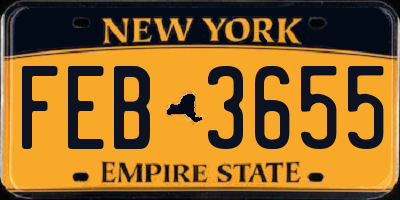 NY license plate FEB3655