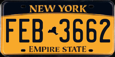 NY license plate FEB3662