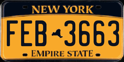 NY license plate FEB3663