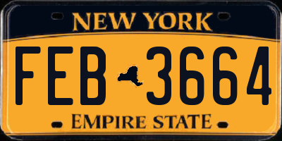 NY license plate FEB3664