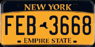 NY license plate FEB3668