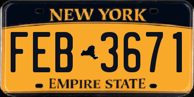 NY license plate FEB3671