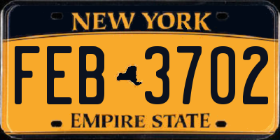 NY license plate FEB3702