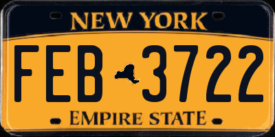 NY license plate FEB3722