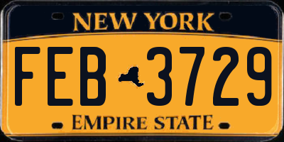 NY license plate FEB3729