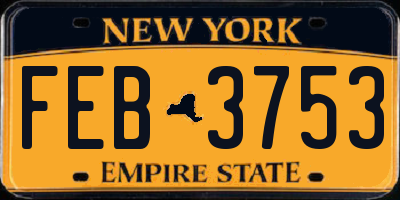 NY license plate FEB3753