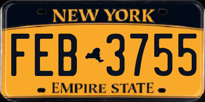 NY license plate FEB3755