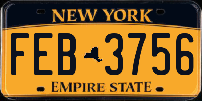 NY license plate FEB3756