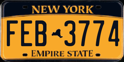 NY license plate FEB3774