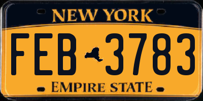NY license plate FEB3783
