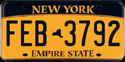 NY license plate FEB3792