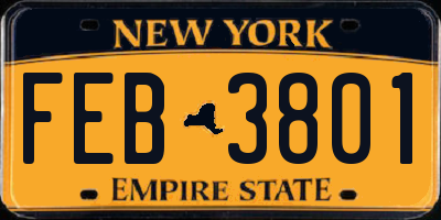 NY license plate FEB3801
